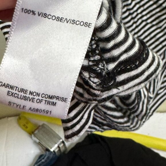 Jacob Vintage Side Zip Slit Ruched Dress Stripe Sheath Drapey Lightweight Crew L - Picture 12 of 15